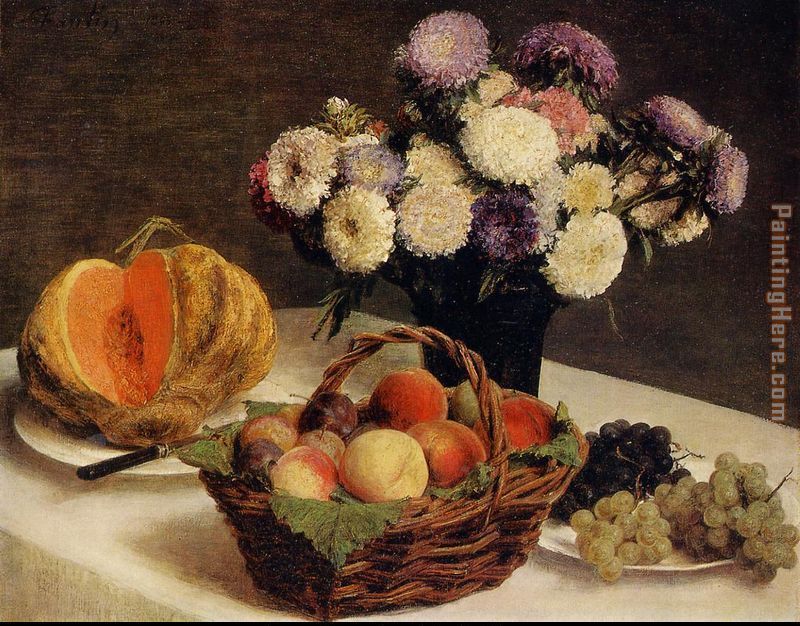 Henri Fantin-Latour Flowers and Fruit a Melon